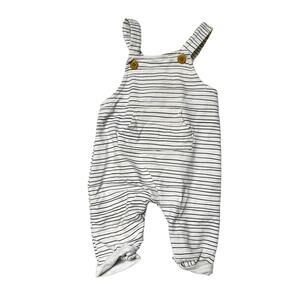 Organic White Striped Overalls Size 3m